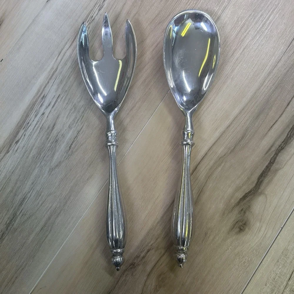 Vintage GODINGER Silverplate Serving Spoon And Fork Set Solid and Heavy